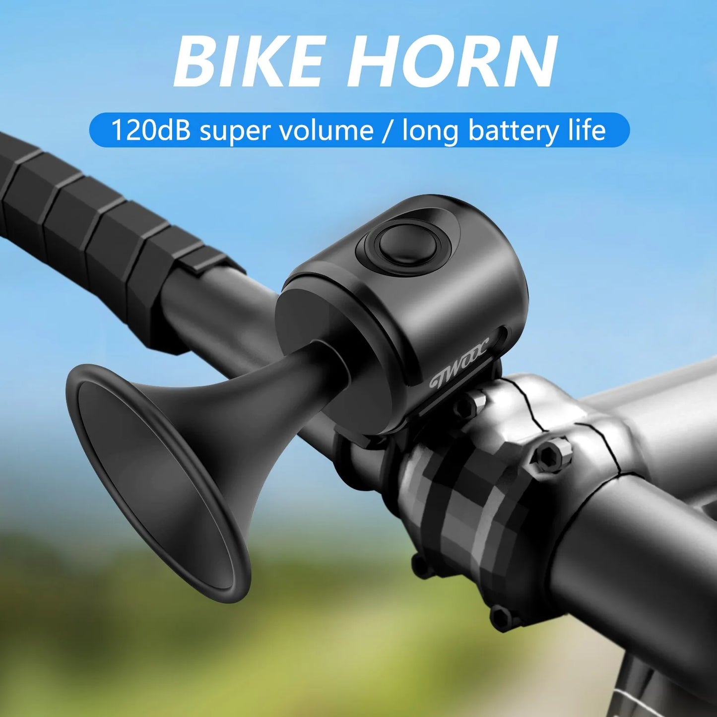 Bicycle Electronic Horn Loud Warning Sound CR2032 Battery 120dB IPX4 Waterproof Suitable for Road and Mountain Bike