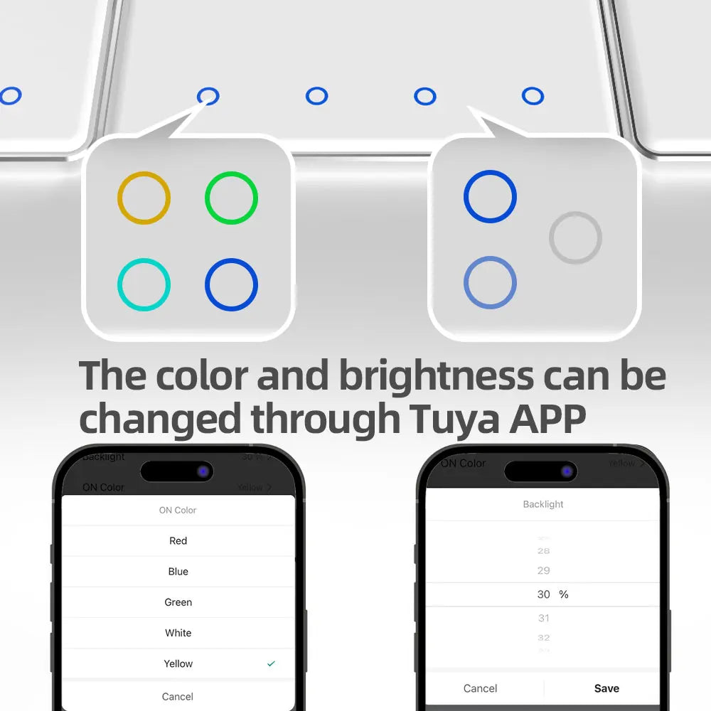 4 Gangs Zigbee App Control DIY Name Switch Horizontal Display Touch Screen US Light Switch Works with TUYA Alexa Google Home Voice Control Home Office Lighting Accessories