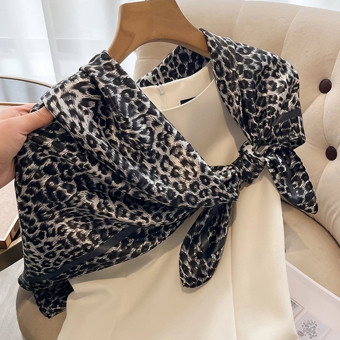 NEW Arrivals 90*90cm Muffler Fashion Silk Scarf Lady Outdoor Luxury Neck Hair Decorate Headband Scarf Outdoor Small Kerchief Soft Wrap Girls Ladies Luxury Fashion Apparel Accessories