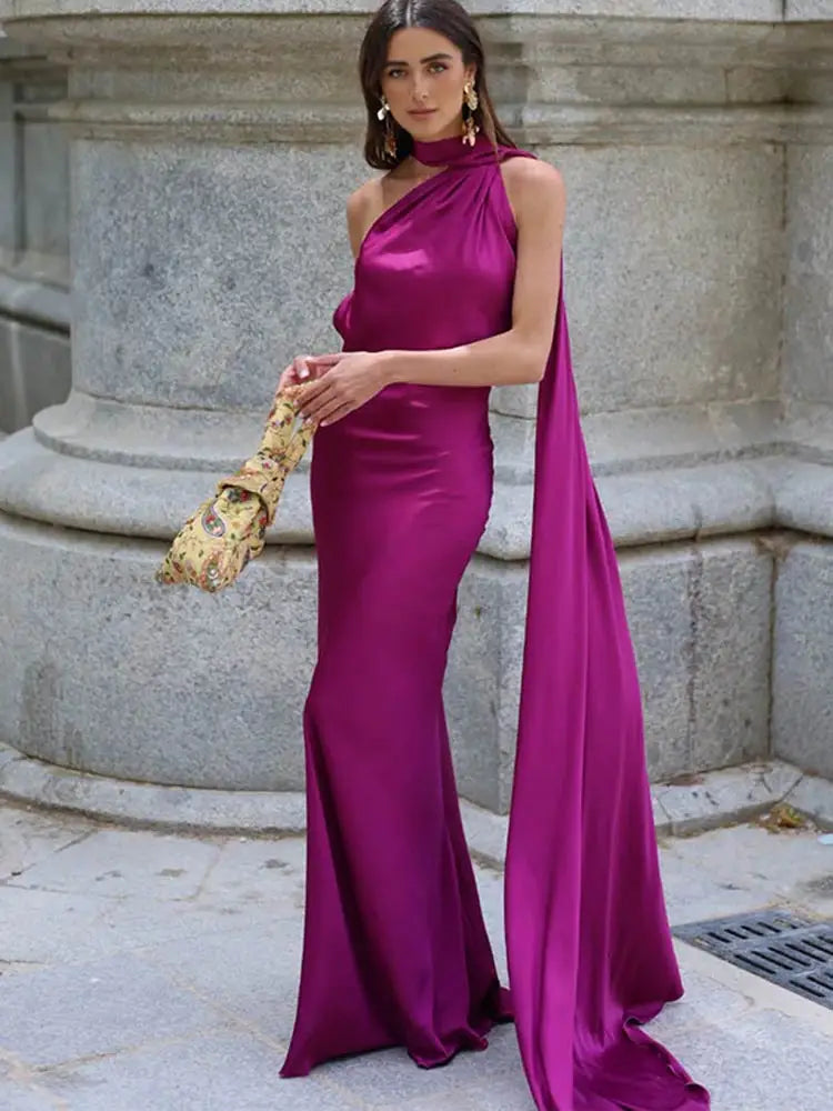 Luxury Satin Ribbon Halter Long Dresses 15 Colors S-XL UK Size Women's Backless Formal Maxi Dress Evening Wedding Guest Red Carpet Business Party Summer Graduation New Arrivals