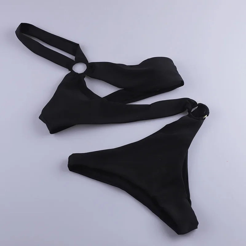 New Women One Piece Swimsuit Sexy backless Swimwear female circular ring  Bathing Suits Beachwear Monokini solid Bodysuit