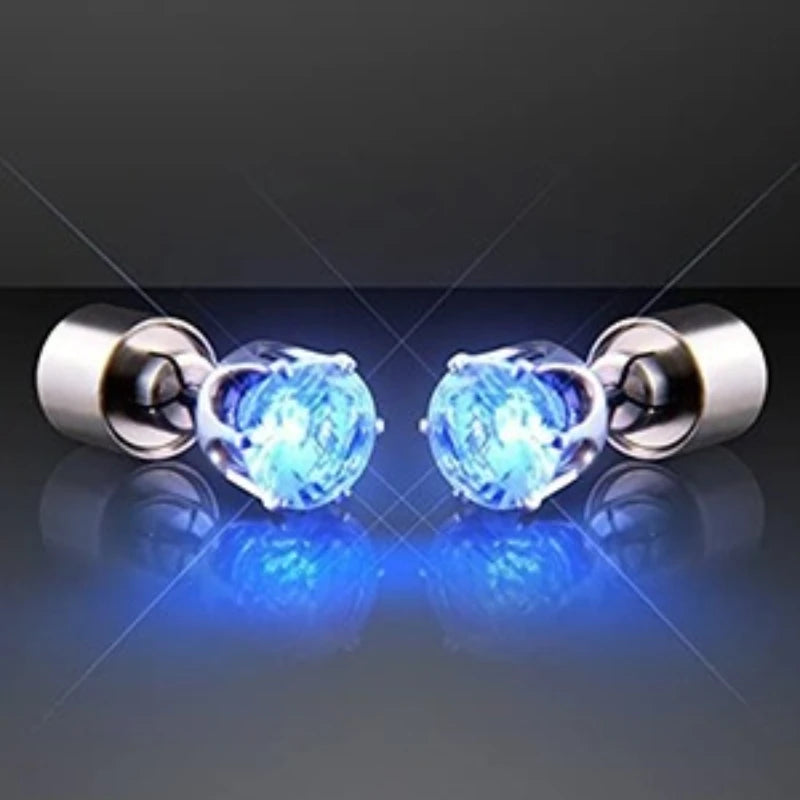 1PC LED Earrings Glowing Light Up Diamond Crown Ear Drop Pendant Stud Stainless Multi-color for Party Christmas Halloween Gift