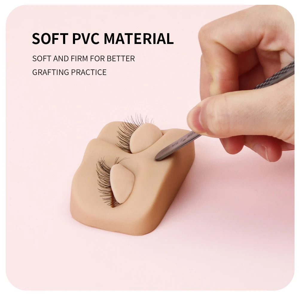 NEW 6 Colors Eyelash Portable Head Make-Up Training Mannequin With Removable Replacement Eyelids Practice Eyelash Mini Flat Model Head Cosmetic Accessories