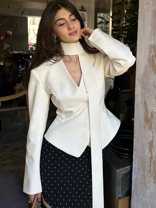 NEW 3PCS Set Female Suit Mini Skirt Elegant Striped Commute Patchwork Fashion Luxury V-Neck Party Looks For Women Suit Sets