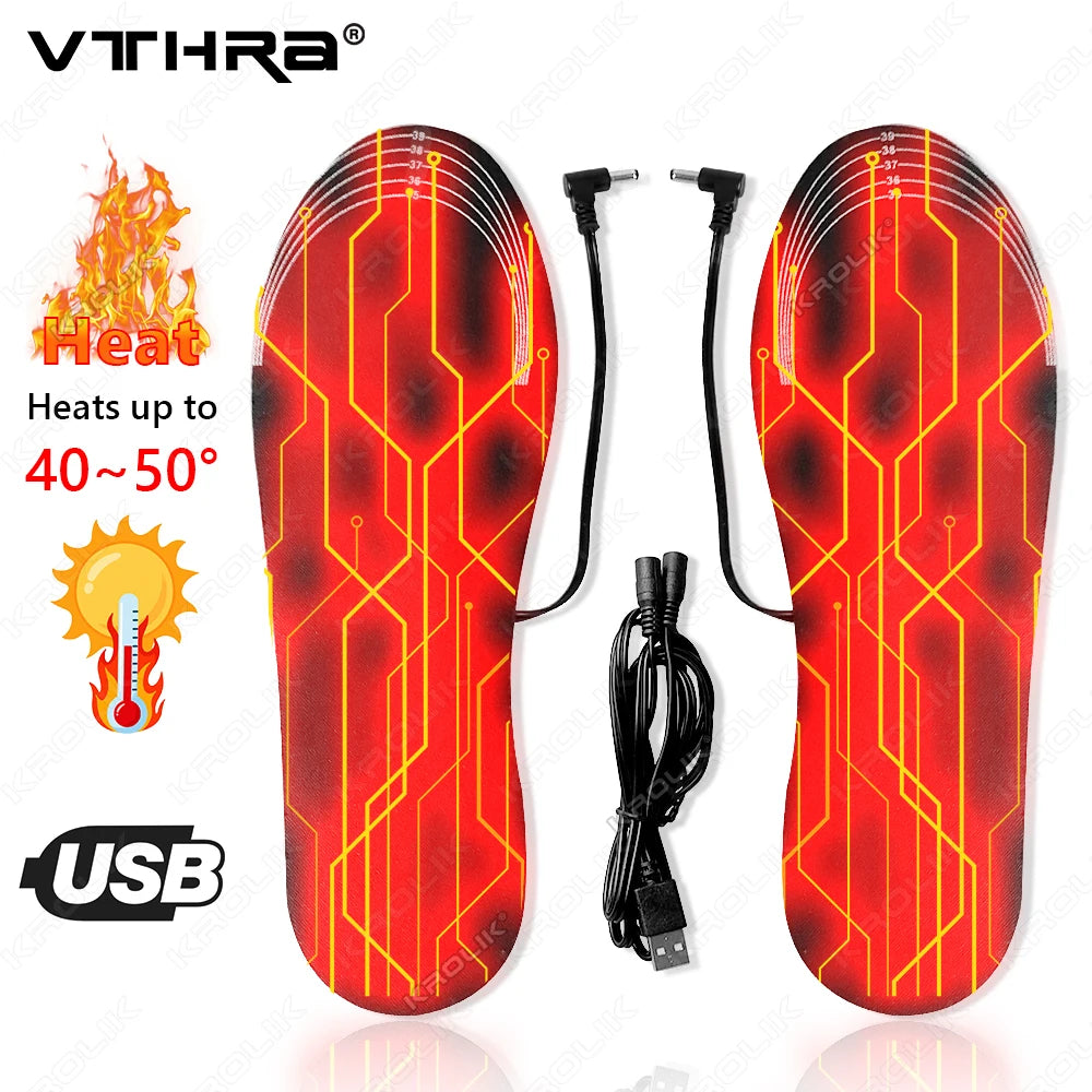 NEW Arrivals 1/2 Pair 35-46 EU Size Women Men Children Electrically Heated Insoles Foot Warming Warmer Pad Mat Winter Outdoor Ski Walking Heating Insole Winter Warm Unisex Footwear Accessories Sports Supplies