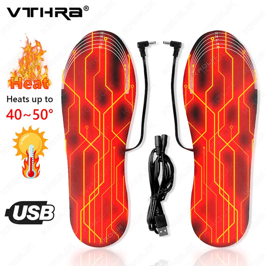 NEW Arrivals 1/2 Pair 35-46 EU Size Women Men Children Electrically Heated Insoles Foot Warming Warmer Pad Mat Winter Outdoor Ski Walking Heating Insole Winter Warm Unisex Footwear Accessories Sports Supplies