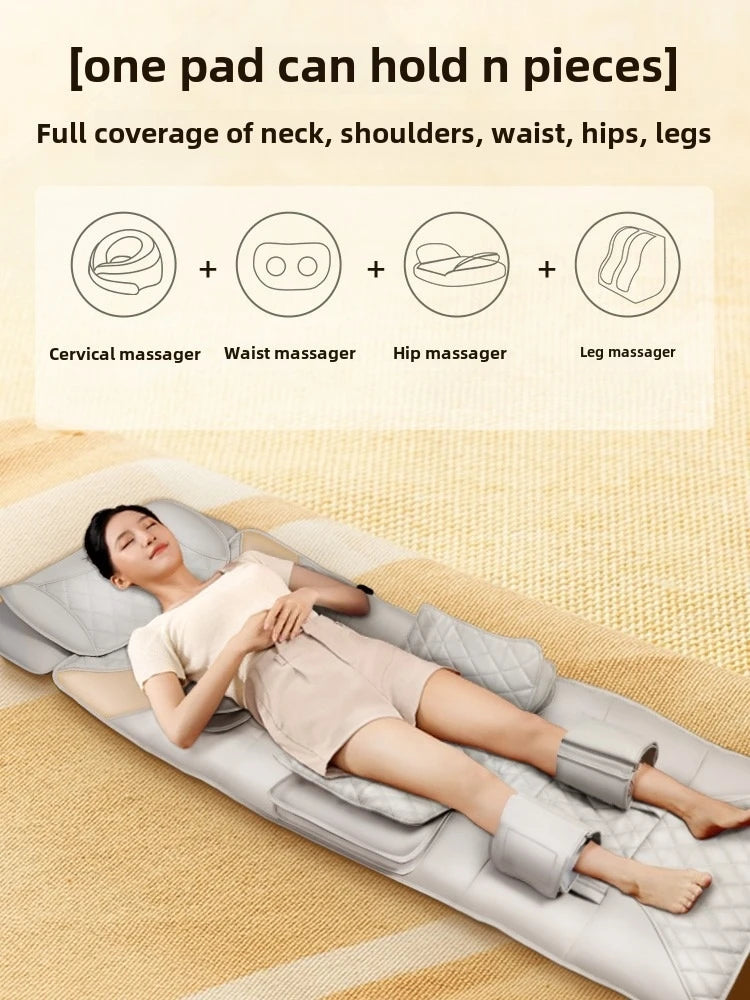 Korean Increase Widen Lengthen Airbag Heated Neck Massager UK Plug Full Body Massage Mat Mattress Traction Lumbar Vibration with Remote Control