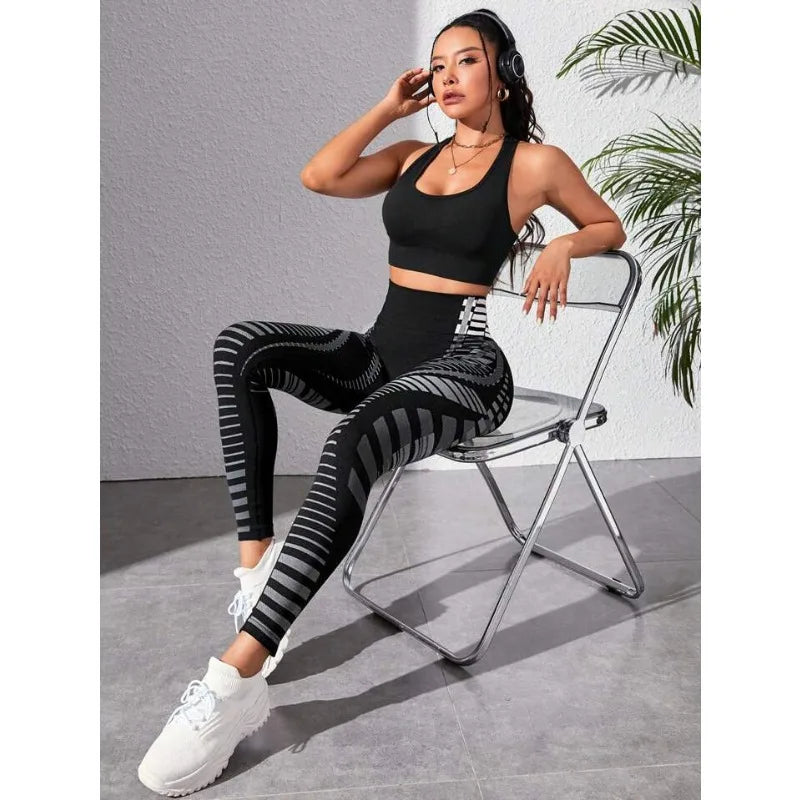 Printed Seamless Yoga Leggings Women High Waist Leggings Fitness Hip Liftting Slim Fashion Gym Trainning High Elastic Knit Tight