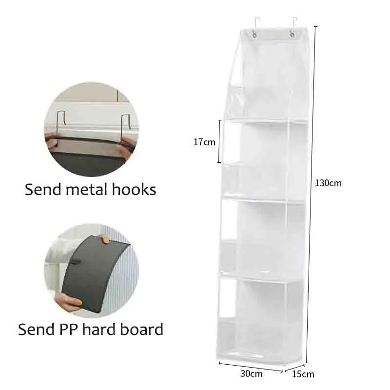 NEW Arrivals 2 PCS Set 4+6 Layers Storage Hanging Bag Door Mounted Storage Bag Wall Mounted Dormitory Non-Woven Fabric Visible Transparent Multi-Layer Storage Set
