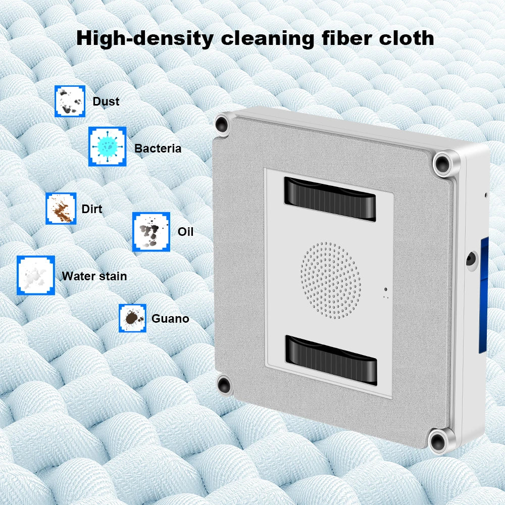 Robot Window Cleaner 2-Way Water Spray,Home Glass Floor Wall Window Cleaning Robot,Strong Vacuum,Smart Memory