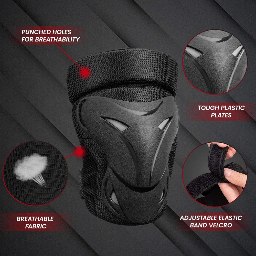 6Pcs/set Protective Gear Set Skating Knee Pads Elbow Pad Wrist Hand Protector for Kids Adult Cycling Roller Rock Climbing Sports