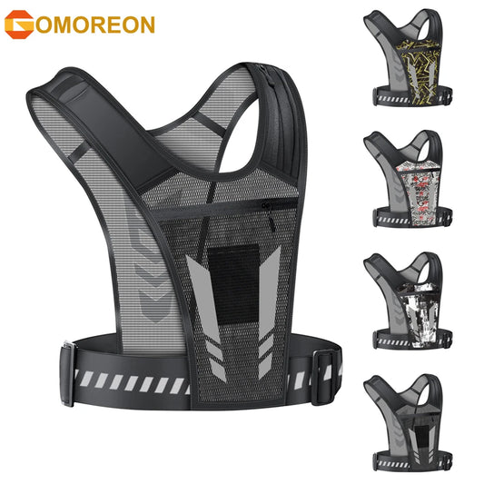 NEW Arrivals Reflective Running Vest, Backpack Mesh Breathable Hydration Pack Lightweight Elastic Women Men Large Capacity for Outdoor Bicycle Running Night Walking Sports Backpack