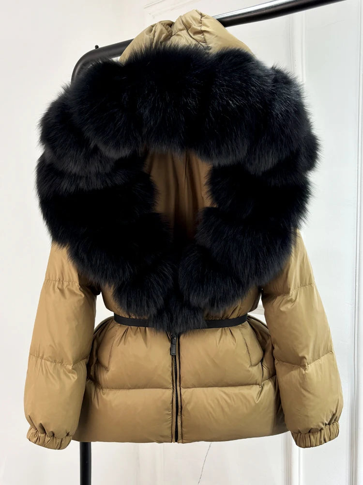 NEW Arrivals UK S-XL Size 11 Colors Winter Puffer Jacket Women 100% Real Fox Fur Hooded Thick Warm 90% White Duck Down Coat Female Parkas Waterproof Mini Coat