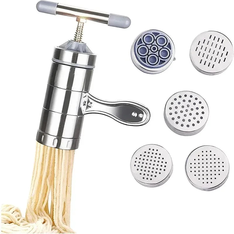 NEW Set Alloy  Steel Noodle Maker With 5 Models Manual Noodles Press Pasta Machine Kitchen Tools Vegetable Fruit Juicer Cutter Slicer Home Kitchenware Accessories Cooking Tools Sets