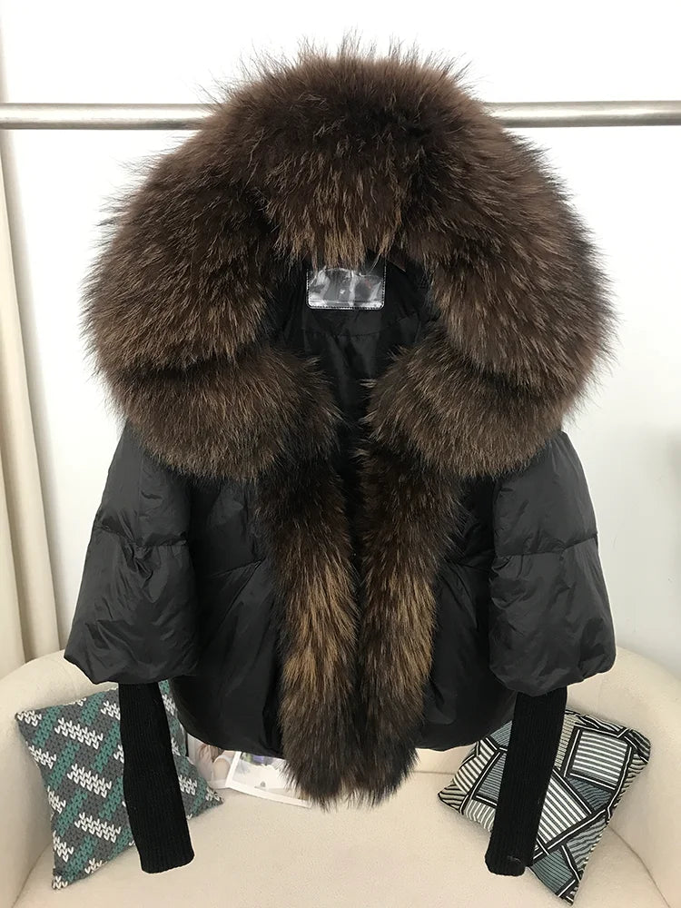 Winter Warm Snow Clothes Supplies Jacket Women Real Fox Fur Collar Hooded Natural Thick Warm Loose Oversize Duck Down Coat Streetwear Outerwear Female Girls Luxury Winter Fashion Clothing Products