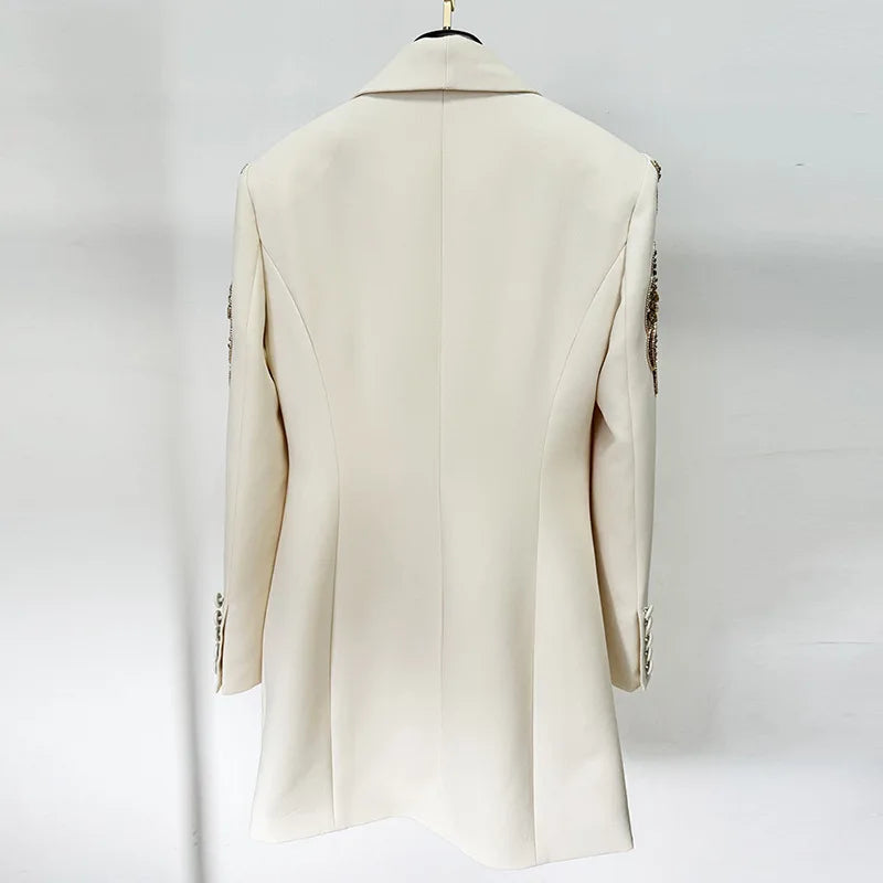NEW Arrivals UK Size Luxury High Quality Autumn Sequins Evening Short Dress Women Long Sleeve Notched Blazer Suit Coat Evening Wedding Birthday Party Business Dinner Dresses Ladies Luxury Fashion Clothing Supplies