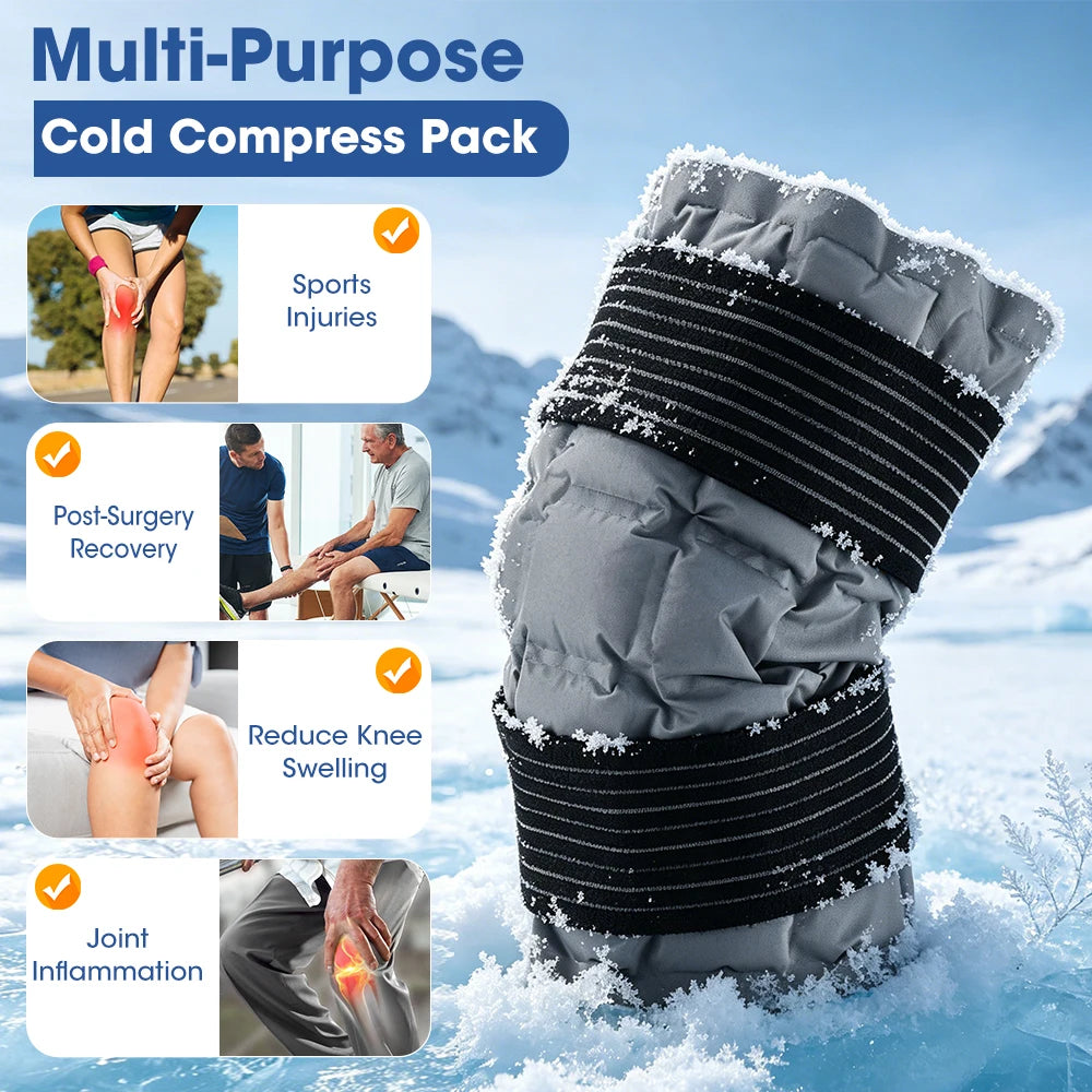 Knee Ice Pack Wrap Large Reusable Ice Pack Self-Absorbing Water Resin Hot/Cold Compress Therapy for Knee Joint Pain Relief Outdoor Sports Injuries Treatment Health Care Accessories