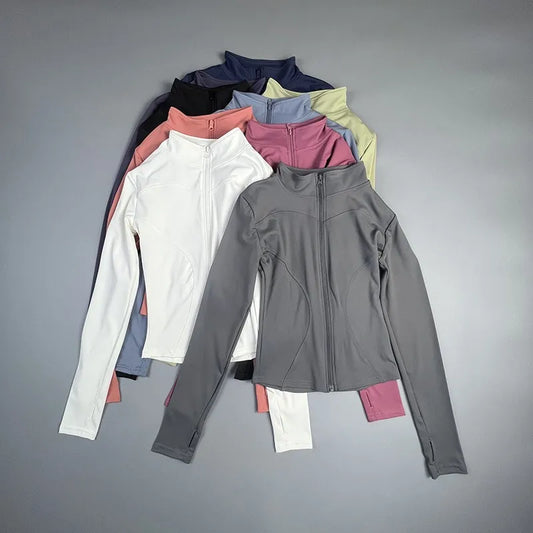 NEW Arrivals S-XL Size 6 Colors Women Yoga Coat Short Sports Outdoor Running Jacket Women's Fitness Clothes Slimming Body Sculpting Zipper Yoga Jacket Female  Sports Fashion Clothing Supplies