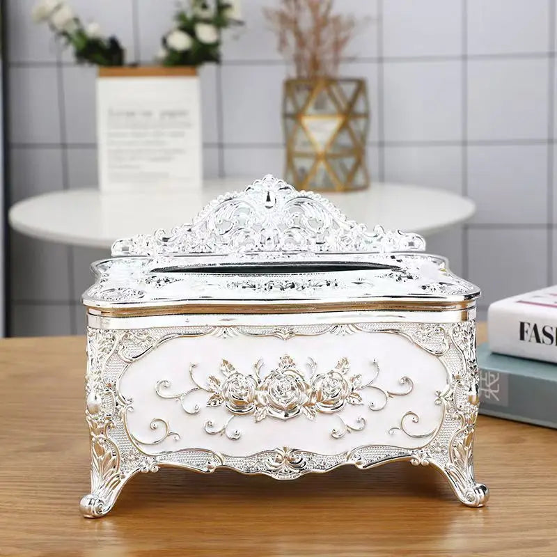 1pc European Antique Romantic Tissue Box, Home Kitchen Living Room Bedroom Dining Room Hotel KTV Office Desktop Decoration Tissue Storage Box