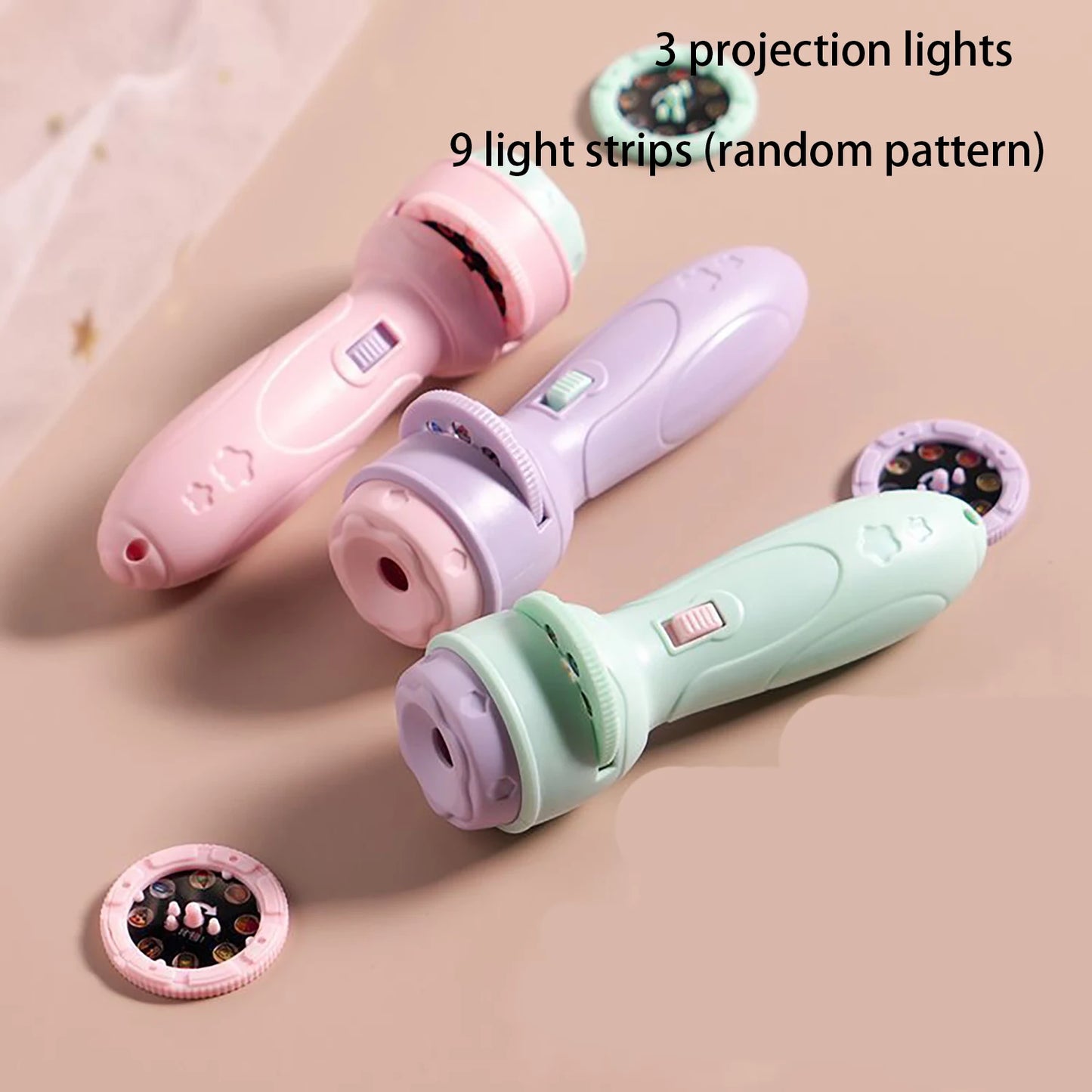 3 PCS Set Children's Projection flashlight Toy, Luminous Projector Early Education Cognitive Fun Pattern