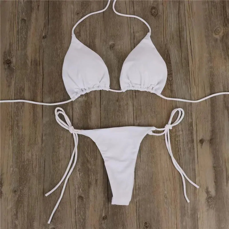 NEW 2PCS Set S-XL 6 Colors Summer Sexy Swimsuit Women Sexy Bikini Set Push-Up Padded Bra Thong Swimwear Beachwear Bathing Suit Female Sexy Swimsuits