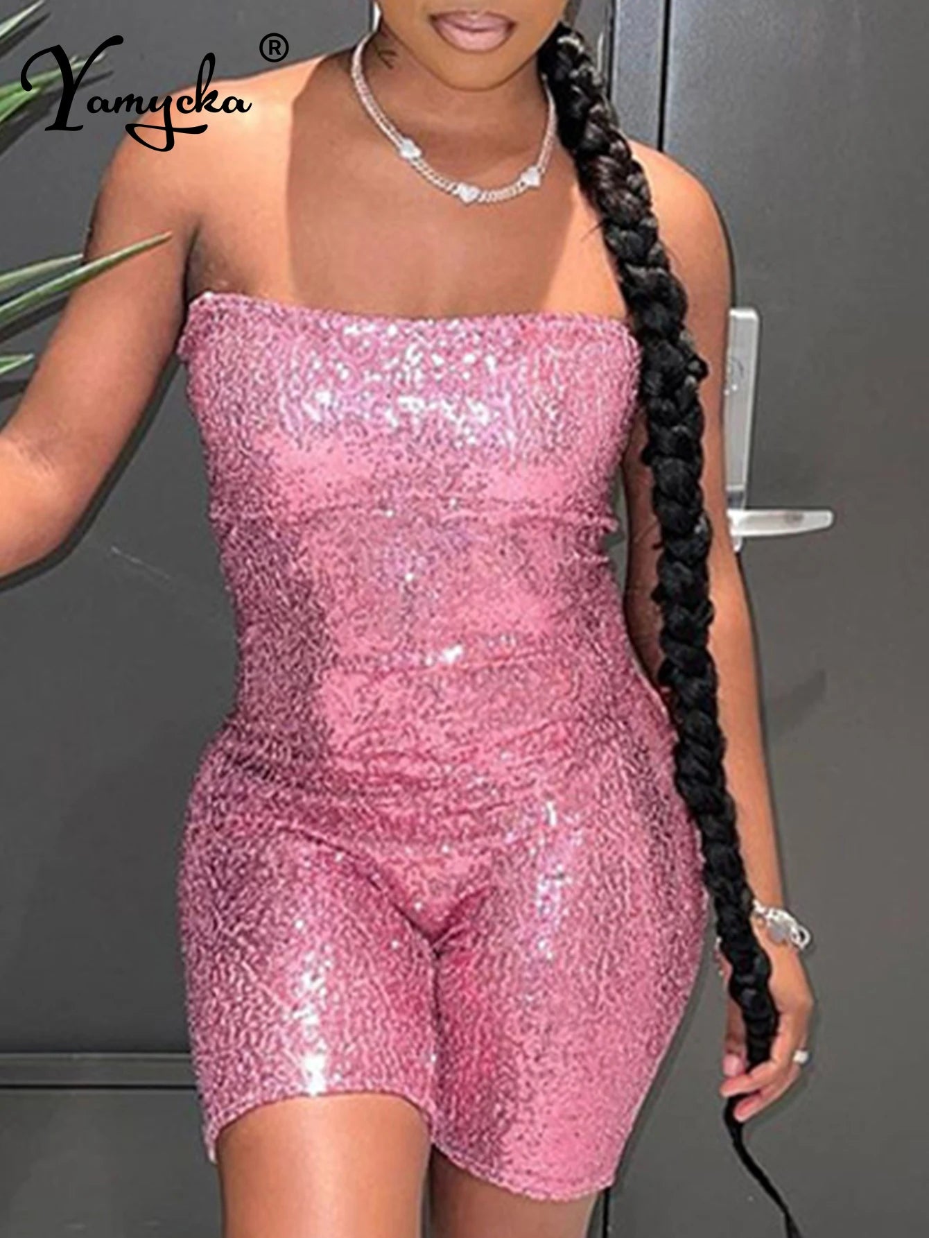 NEW Arrivals S-2XL 3 Colors Sexy Backless Sequin Bodysuit Jumpsuit Women Summer Evening Beach Party Shorts Night Club Party Romper Bodycon Ladies Girls Sexy Fashion Clothing Supplies