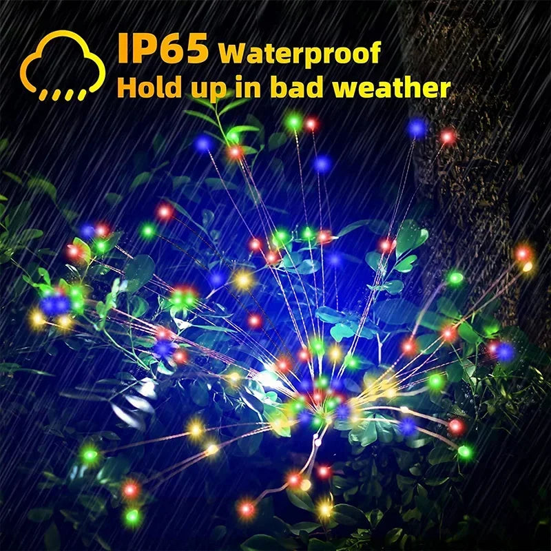2/4Pcs Solar LED Firework Fairy Light Outdoor Garden Decoration Lawn Pathway Light For Patio Yard Party Christmas Wedding