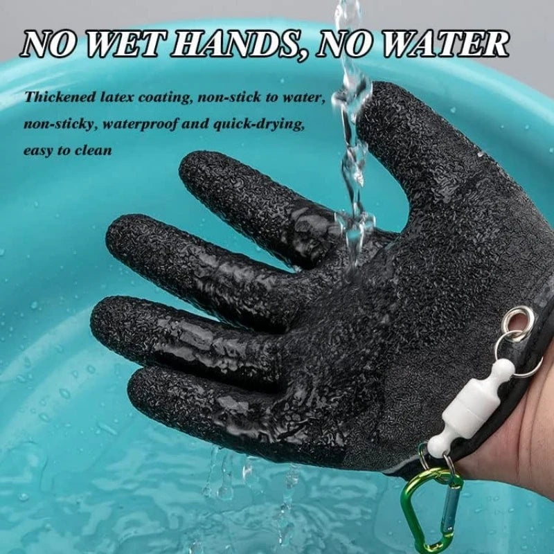 2 PCS Set Fishing Catching Gloves Magnet Release Anti-Slip Protect Hand From Puncture Scrapes Waterproof Fishing Gloves Home Gardening Gloves