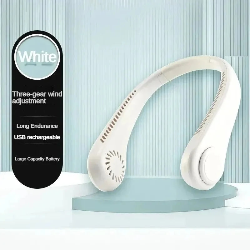8000mAh USB Hanging Powerful Neck Fan Portable Bladeless Mini Rechargeable Mute LED Digital Display Electric Air Cooler Handheld.
