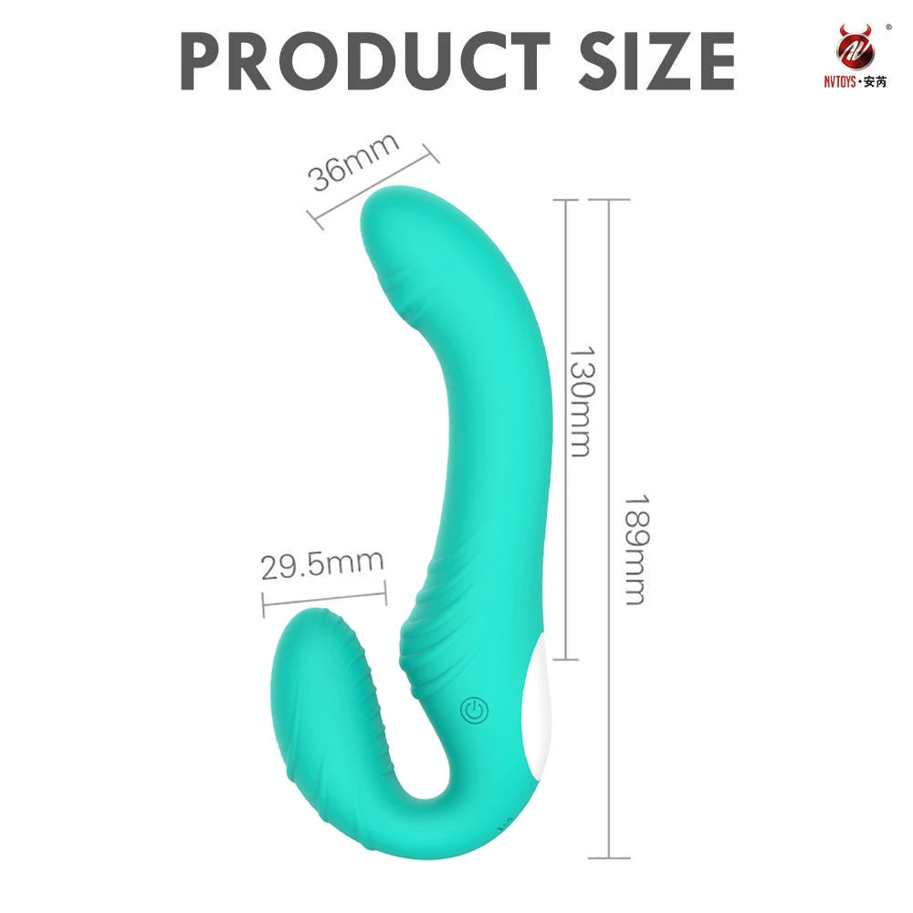 10 Speeds Strapless Strapon Anal Prostate Massager Dildo Vibrator Female Double Vibrating G Spot Adult Sex Toys for Women Couple