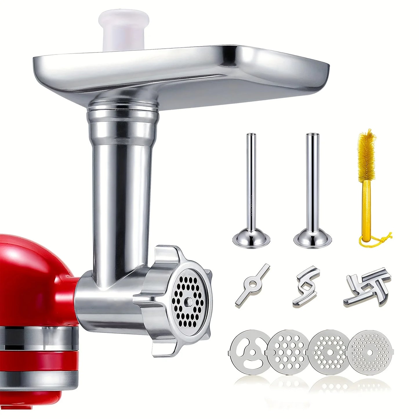 2 in 1 Electric Metal Food Grinder + Stand Mixers Base + Accessories Mince Sausages Maker for Kitchen Aid Meat Grinders, Sausage Fillers, Perfect Mixer Home Hotels Restaurants Kitchenware Supplies