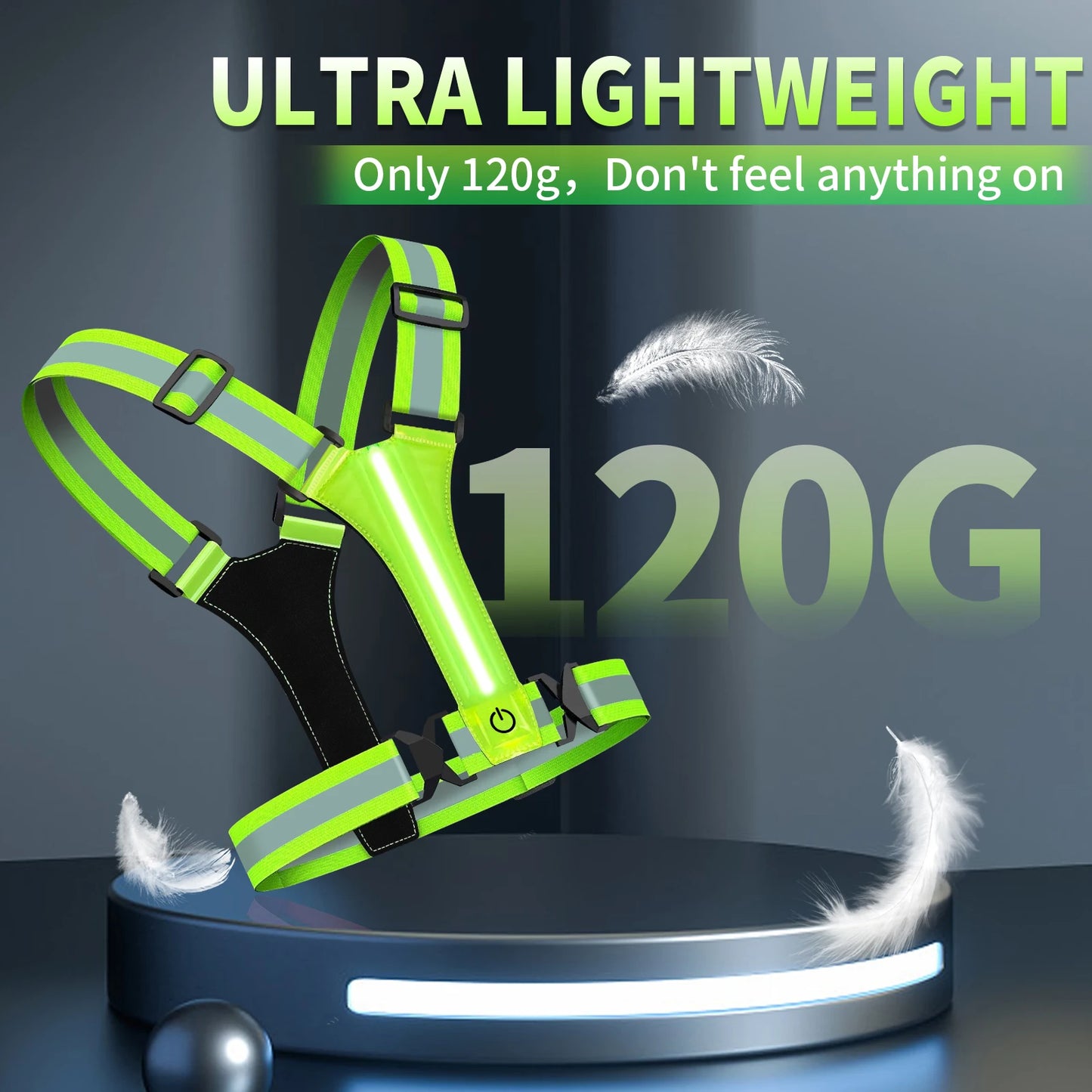 2 PCS Set 3 Colors Adjustable Reflective Security Vests Safety High Visibility Rechargeable Running Cloth For Outdoor Night Runners Cycling Sports