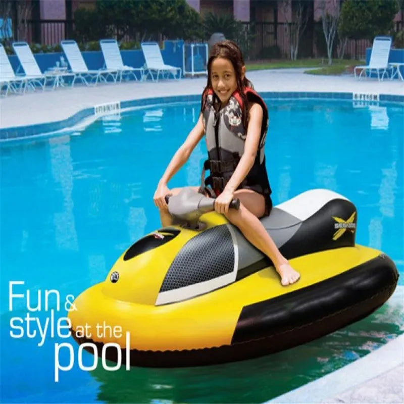 Swimming Pool Inflatable Boat 4.3Km/h Jetski Electric Motorboat, Adults Kids Water Toys Wakeboard Inflatables for Pool