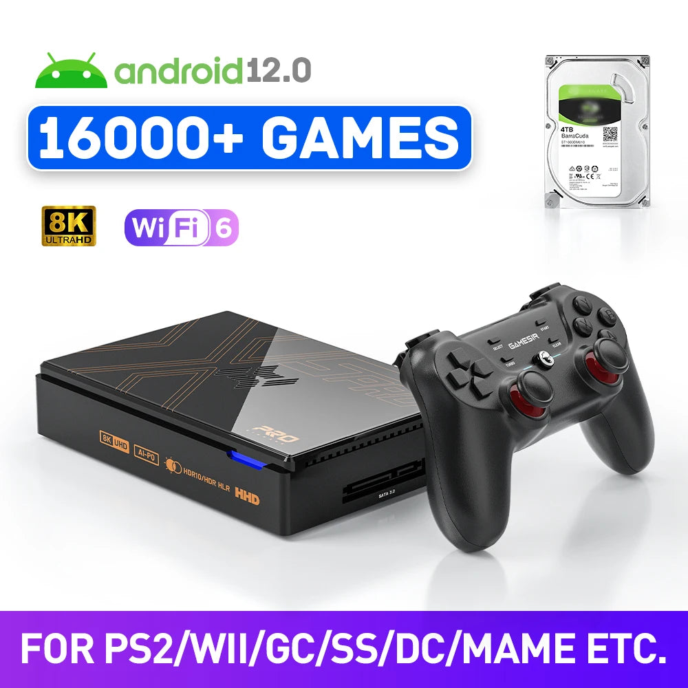 Super Console X5 Pro Retro Game Console with 16000 Games for PS2/PS1/SS/DC/N64 with 4T HDD Plug and Play Game Player