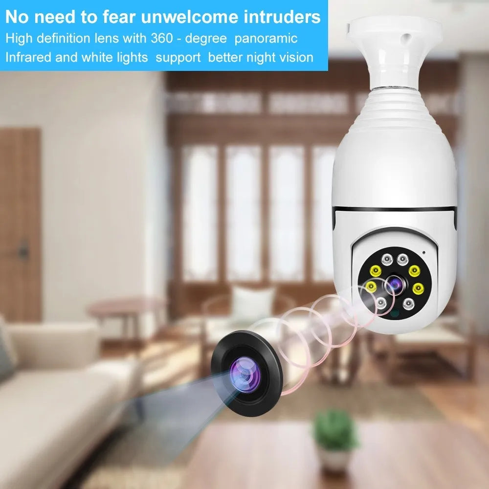 YCC 365 Plus IP Camera Wi fi E27 Security Monitor Night Vision Full Color Auto Rotating Wireless 360 Wi fi Surveillance Bulb Camera