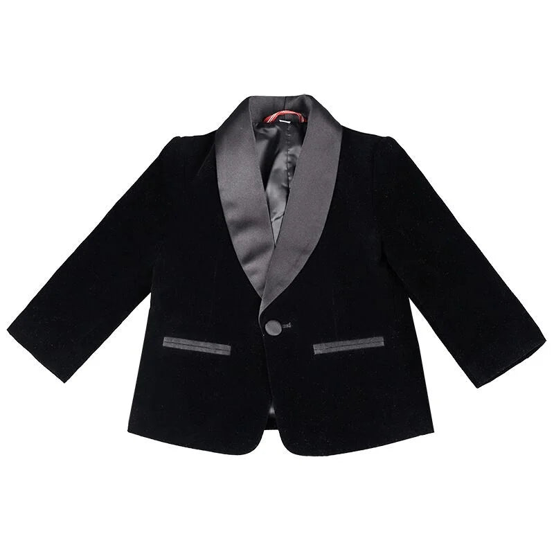 4 PCS Set Green/Black/Red Velvet Suit Luxury Fashion Baby Boy Formal Clothes Set Velvet Jacket Pant Shirt Bowtie Infant Toddler Child Blazer Jacket Baby Clothes Suit 1Y-12Y