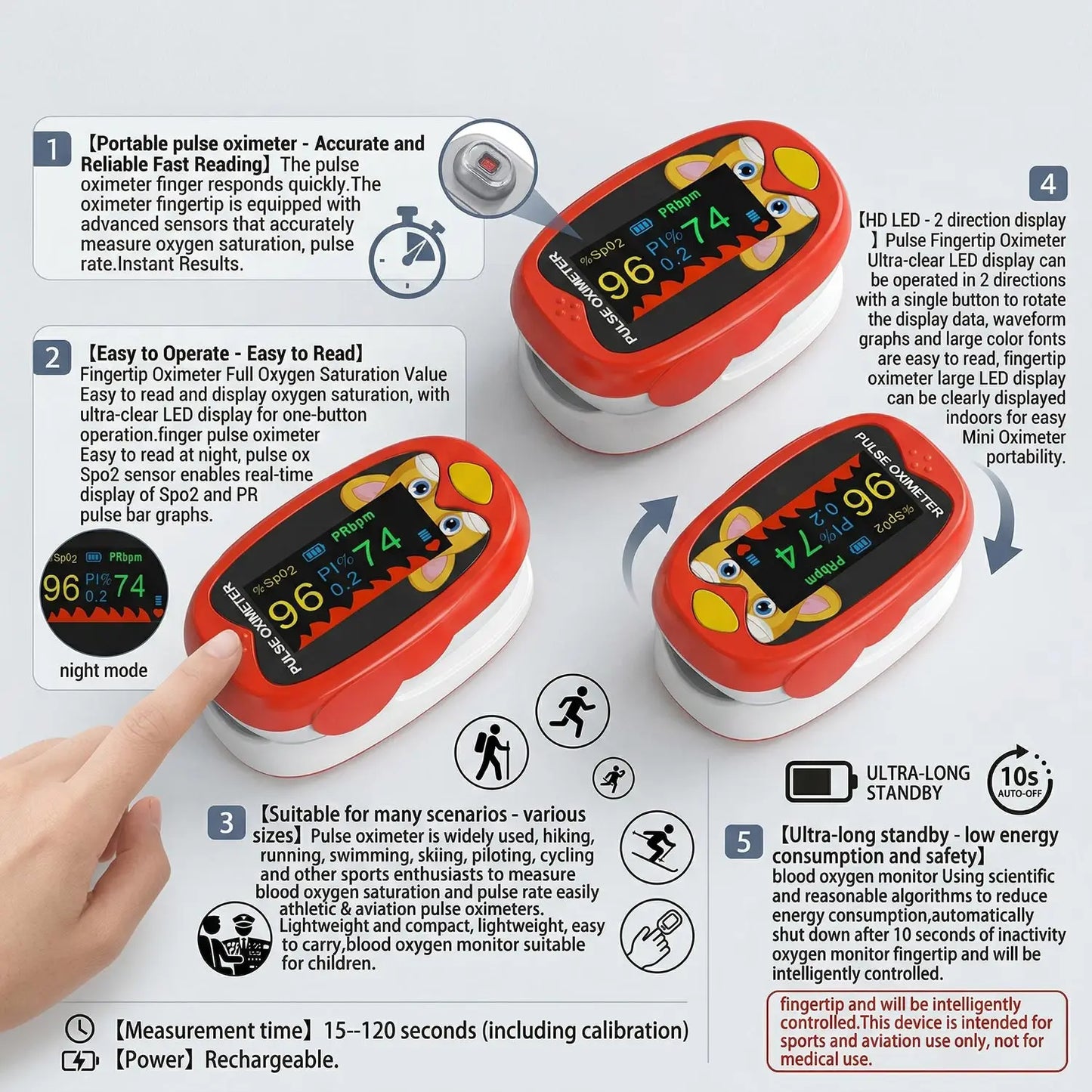 2 PCS Set USB Kids Infant Finger Oximeter Or Non Contact Infrared Forehead Thermometer Digital LCD Fever Detector Heart Rate SpO2 Electronic Monitor Medical Devices Health Care Supplies.
