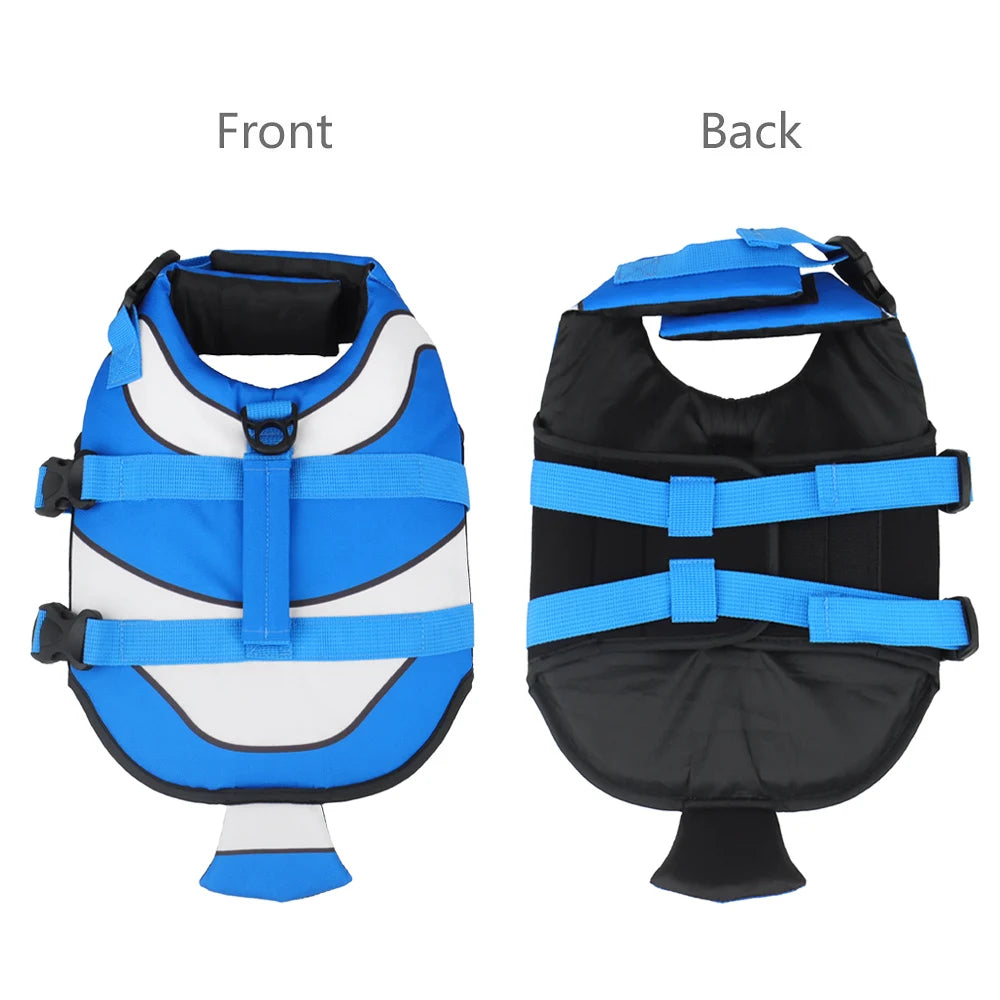 XS-2XL 4 Colors Dog Life Vest Summer Pet Jacket Dog Safety Clothes Swimwear Swimming Suit Clown Fish Pattern Pets Safety Accessories