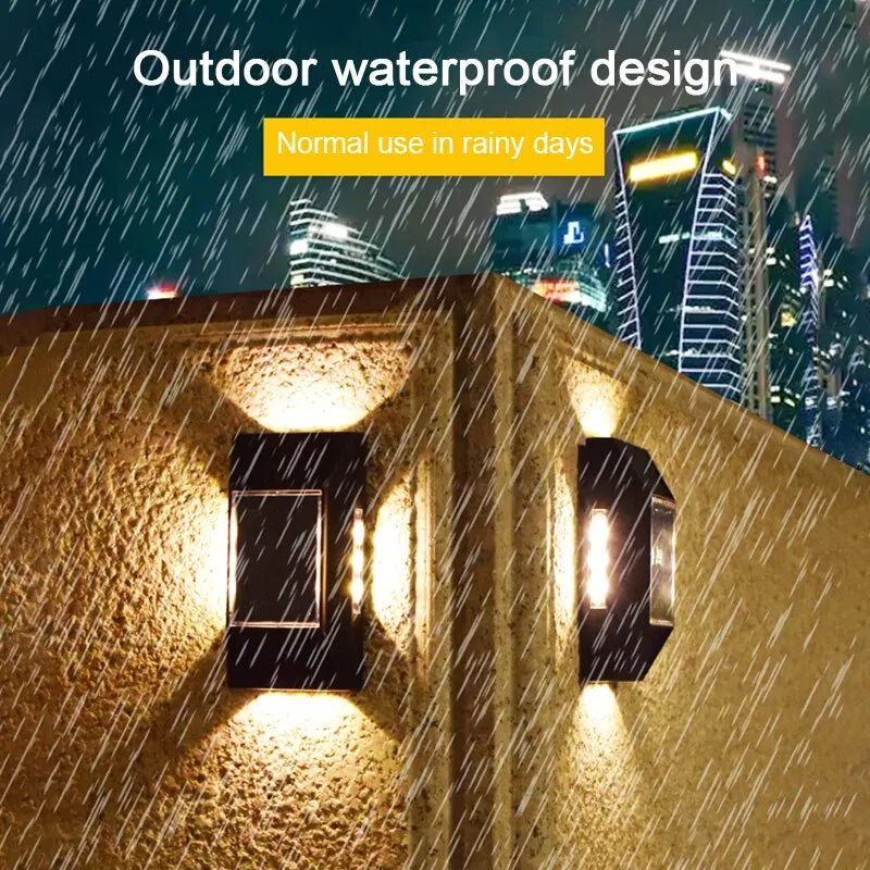 12 LED Solar Wall Lamp Outdoor Waterproof Four Sides Glowing Light Staircase Villa Balcony Lighting Solar Wall Lights