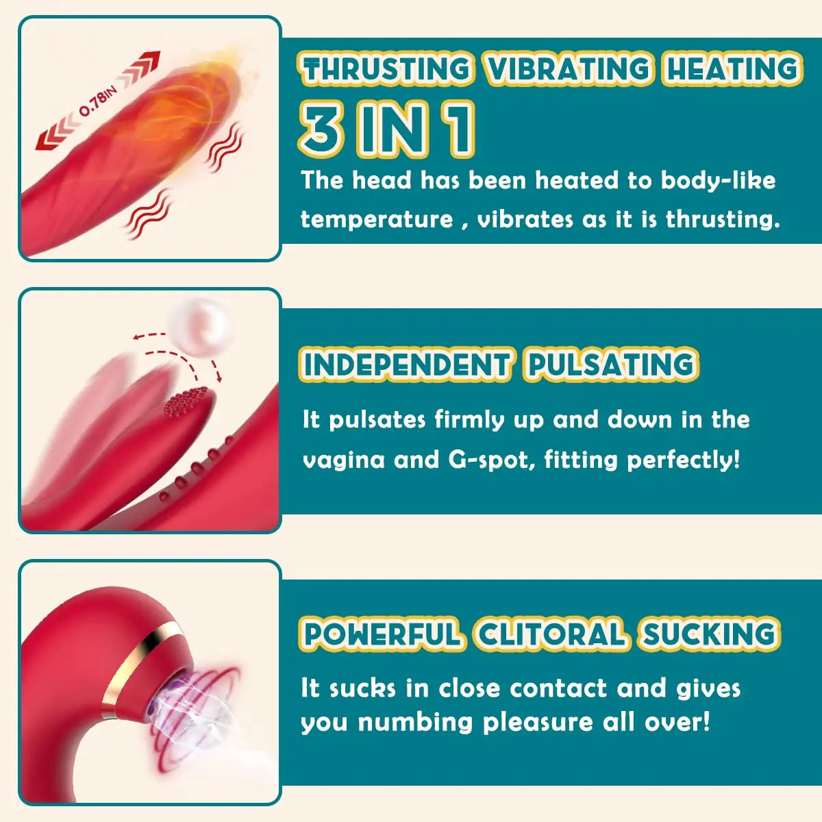 3 in 1 Vibrator for Women Dild Tapping Heating Clitoris Sucker Stimulator Vagina Masturbators Prostate Massager Adults Sex Toys