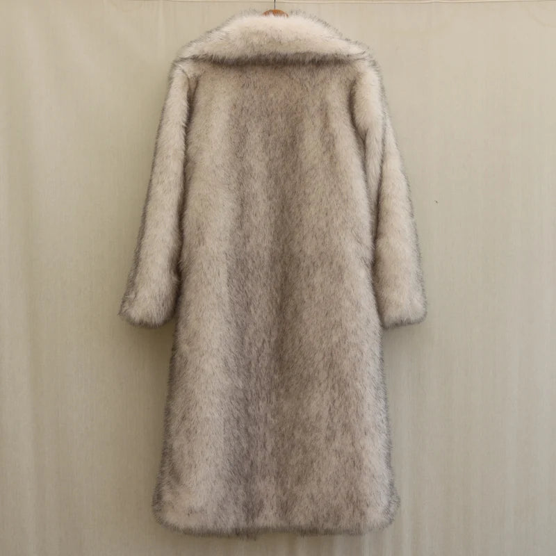 Barbiken same men's fur coat winter warm mink long big fur collar casual plus size