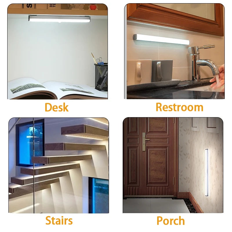 50cm Motion Sensor Light Wireless LED Night Light Type C Rechargeable Light Cabinet Wardrobe Lamp Staircase Backlight For Kitchen