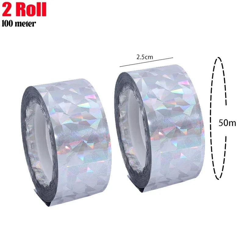 4 Rolls Set Protect your Garden Bird Scare Tape Anti Bird Flashing Reflective Ribbon Tapes Double-Sided Birds Repellent Keep Pigeons Away Garden Pest Control Home Garden Tools Sets