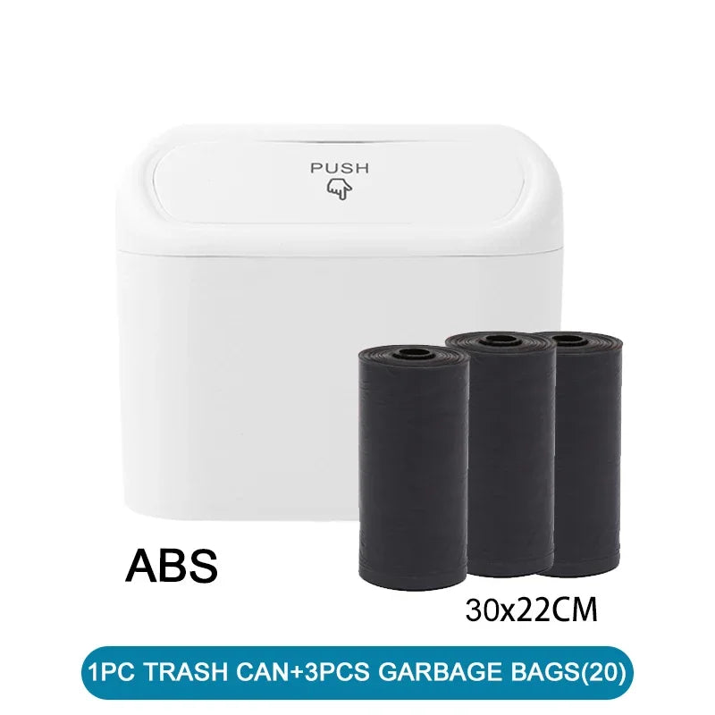 NEW Blue/White Color Car Trash Can (with Lid) Contains 60 (300) Garbage Bags, Small Car Trash Can, Leak-Proof Mini Car Cleaning Accessories
