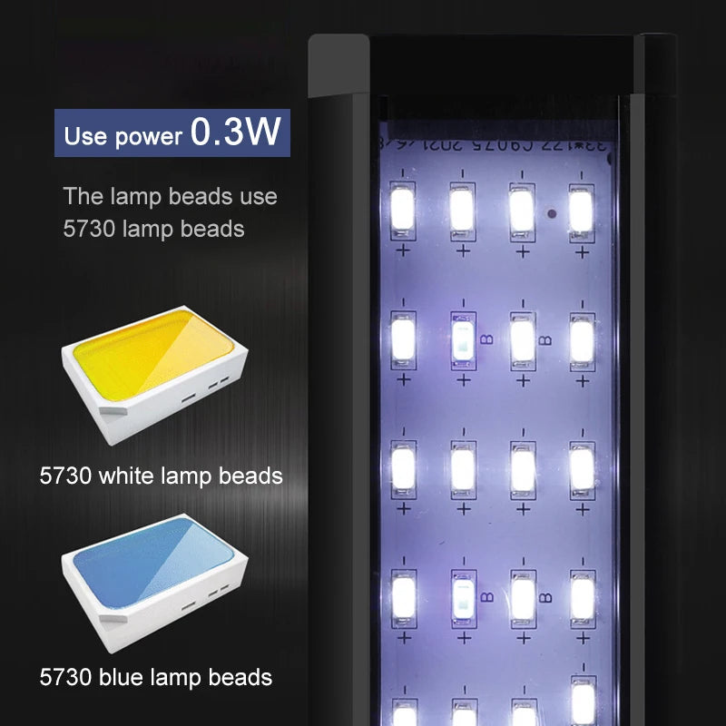 Aquarium LED Fish Tank Light Super Slim Plants Grow Clip Lights Lamp Aquatic Aquarium Lamps Lighting 220V 5W/7W/9W/12W/16W Home Office Hotels Restaurants Decoration Supplies