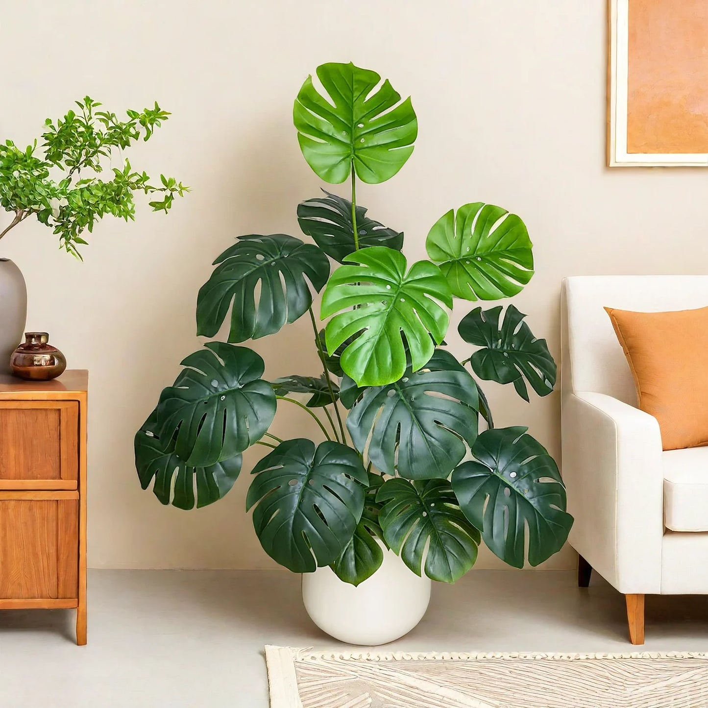 65/100cm Monstera Plant Plastic Leaf Small fake plant Potted Ornamental indoor Artificial Plant for Home Decor Office
