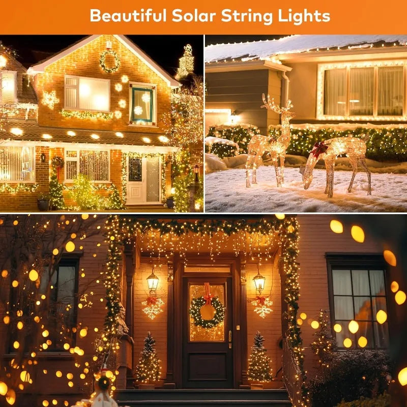 2 PCS Set 30M 300 Led Solar Lights Outdoor Dusk to Dawn Solar Fairy Lights Waterproof 8 Modes Solar Christmas Lights for Outside Patio Garden Gazebo Decoration Lighting Accessories