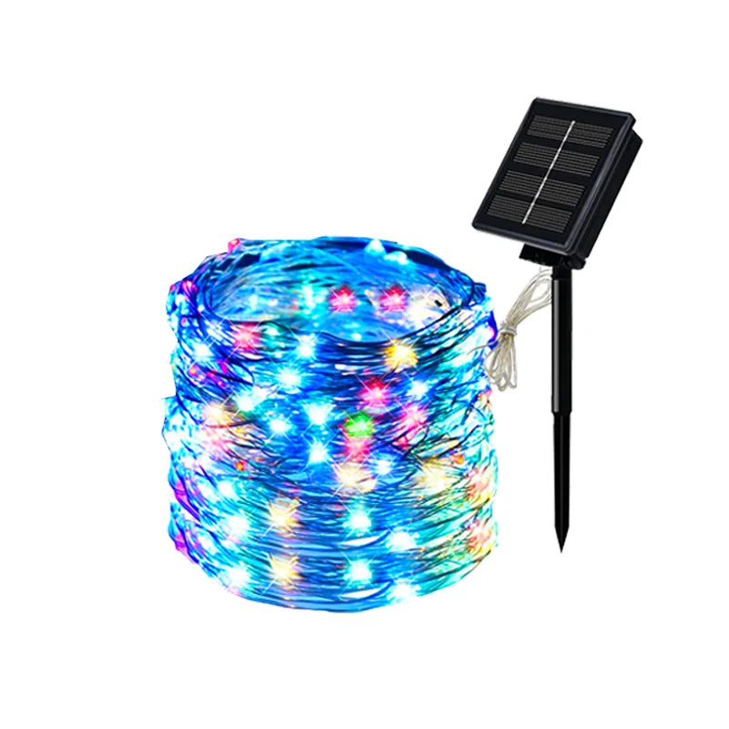4 PCS Set 22m-200LEDS Outdoor Solar String Light LED Fairy Garland Copper Wire Light Garden Yard Party Christmas Decoration Lamp 8 Mode