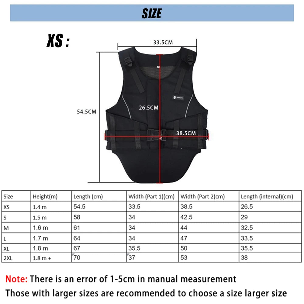 Adults and Children XS-2XL Size Specialized Horse Riding Vest  Professional Equestrian Rodeo Equestrian Safety Vest Intensification Rider Body Protectors Adult Kid Unisex Sports Apparel Accessories