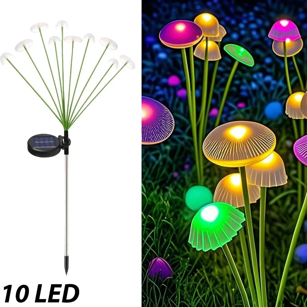 NEW 4PCS Set LED Solar Lights Outdoor Dual Mode Jellyfish Mushroom Lawn Lights Waterproof Decor Yard Patio Pathway for Garden Decoration